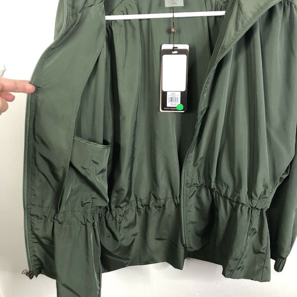 NEW CALIA by Carrie Underwood Anywhere Woven Ruched Jacket Olive Thyme Size XS - Picture 7 of 11
